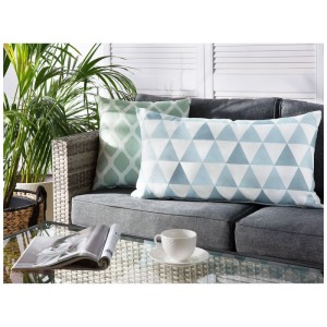 Beliani Cuscini giardino Trifos in poliestere bianco e blu 40 x 70 cm / set 2