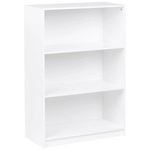 Étagère Beliani Zehna blanche avec 3 compartiments ouverts en panneau de fibres pour livres et déco.