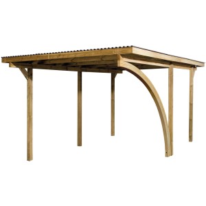 Weka carport singolo 606 A con arco tondo, struttura in legno per posto auto.