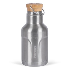 Bouteille isotherme Petromax TB100, 1 litre, en acier inoxydable avec couvercle en bambou. Sans BPA.
