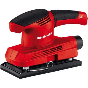 Ponceuse vibrante Einhell TC-OS 1520 : Ponceuse électrique rouge avec aspiration de poussière et fixation auto-agrippante.