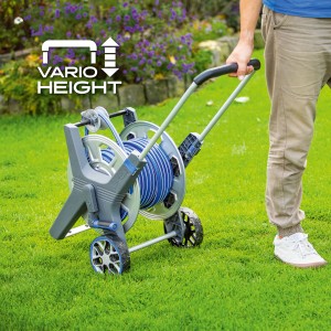 Set avvolgitubo LUX Pro con tubo da 30 m su tamburo metallico per irrigazione giardino.