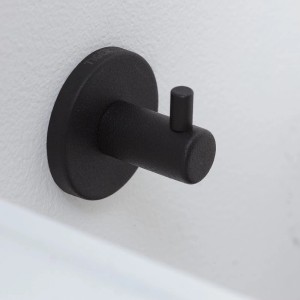 Tiger Boston Bold Haken klein, schwarz, zur Wandmontage im Badezimmer.