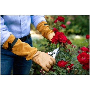 Gants Felco 705 taille M pour tailler les roses. Vêtement de jardin avec protection avant-bras.