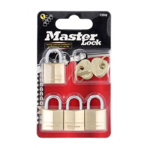 Master Lock Vorhängeschloss Messing, 20mm, 4er-Set. Ideal für Gepäck & mehr.