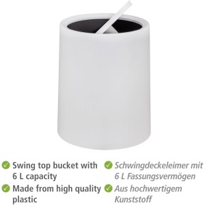 Wenko Atri pattumiera a dondolo bianca, 6L. Ideale per il bagno.