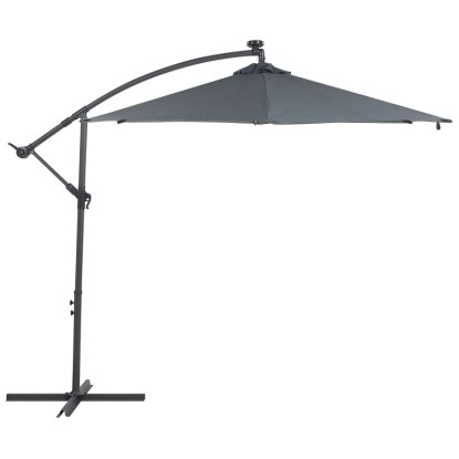 Beliani Sonnenschirm Corval LED Solar Graphitgrau