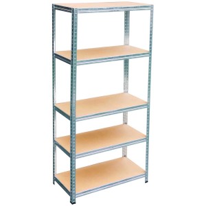 Scaffale per carichi pesanti zincato a 5 ripiani, 180x90x40 cm, ideale per cantina e garage.