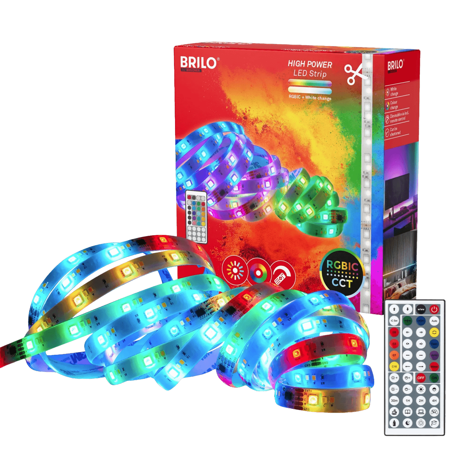 Brilo LED-Band RGBIC CCT selbstklebend Weiss 5 m / 24 W