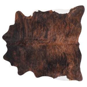 Braun gemusterter Kuhfell-Teppich aus Echtleder, ca. 2-3 m² groß.