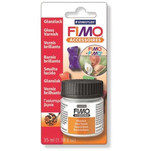Fimo Vernis Brillant, flacon de 10 ml à base d'eau pour surfaces Fimo brillantes.