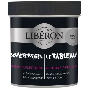 Libéron Tafelfarbe Grau 0,5 l im Farbdose für Schultafeleffekt auf Möbel und Holz.