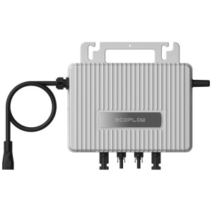 EcoFlow Stream Microinverter 600W versione CH per impianti solari, con cavi e staffa.