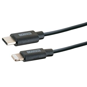 Cavo Lightning Schwaiger, nero, 2m. Da USB-C a Lightning per caricare e sincronizzare dispositivi Apple.