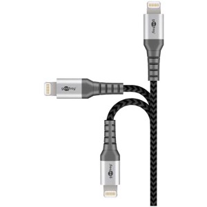 Câble textile USB-C vers Lightning (1 m) noir et gris pour Apple iPhone et iPad.