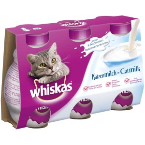 Whiskas Katzenmilch, 3er Pack. Laktosereduziertes Ergänzungsfutter für Katzen.