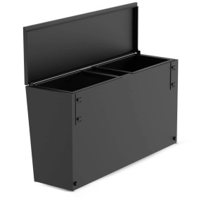 Cozze Abfalleimer Elements für Outdoorküche, Stahl, schwarz, mit 2 Fächern und Deckel.
