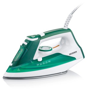 Ferro da stiro a vapore Severin BA3261 bianco-verde con piastra in acciaio inox, 2400 W.