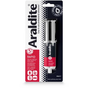 Araldite Rapid adesivo bicomponente in siringa, 24 ml. Adesivo epossidico a presa rapida per incollaggi ad alta resistenza.