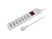 Steffen Steckdosenleiste Variabl 6 x T13 Weiss mit Schalter und Haftmagnete