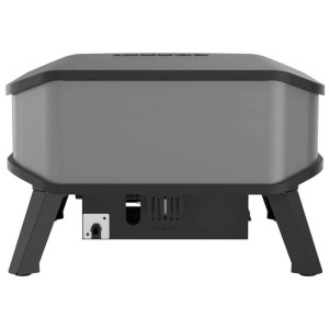 Cozze Premium Rotate Gas Pizzaofen 13 Zoll, graues Gehäuse mit schwarzem Unterbau.