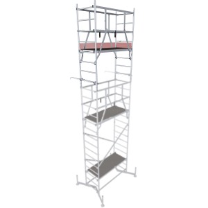 Impalcatura in alluminio Krause Monto ClimTec con seconda estensione per regolazione flessibile dell'altezza.