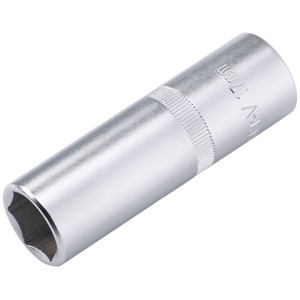 Douille LUX 17 mm longue Comfort, hexagonale, acier chrome vanadium.