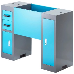 Supporto Alduro per tornio MDB-250VS, con cassetti e scomparti per utensili.