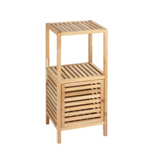 Wenko Étagère de salle de bain Norway avec porte, bois marron, 2 étagères, rangement pour accessoires de bain.