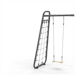 Exit Toys GetSet Monkeybar MB110 con rete da arrampicata e altalena, acciaio grigio.