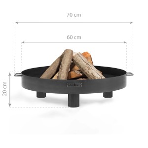 Braciere CookKing Tunis nero, Ø 60 cm, in acciaio con ceppi di legno. Focolare per giardino e terrazza.