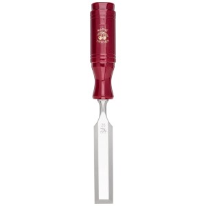 Ciseau à bois Kirschen avec lame de 26 mm et manche en plastique rouge pour travaux de précision.