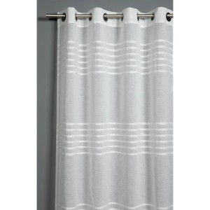 Sciarpa bianca Bennetti con occhielli, trasparente, con strisce 3D, 140x245 cm. Tenda per finestra per bastone.