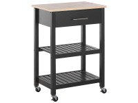 Beliani Servierwagen Hiuma Gummibaumholz Schwarz (HxBxT) 85 x 58 x 40 cm