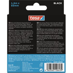 Ruban de réparation Tesa Ultra Power Under Water, 1,5m x 50mm, noir. Idéal pour les réparations sous l'eau.