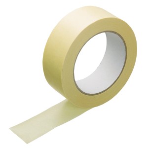 Gelbes LUX Flachkrepp Klebeband, 50mm breit, auf Rolle. Ideal zum Abkleben bei Malerarbeiten.