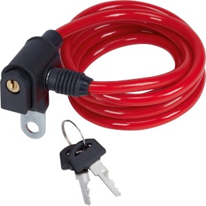 Lucchetto a cavo rosso da 150 cm con chiavi e staffa per biciclette.