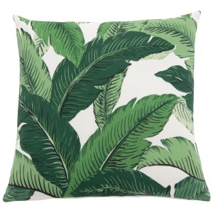 Coussin décoratif Doppler à motifs, coloré avec des feuilles tropicales, 45x45 cm, idéal pour le mobilier de jardin.
