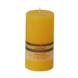 Bougie pilier jaune Steinhart Raureif, Ø 7,8 cm, hauteur 15 cm.
