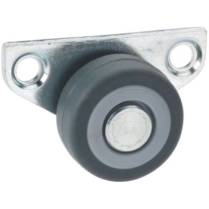 Roulette latérale pour meubles Doerner + Helmer avec roue souple, Ø 3 cm, tôle d'acier galvanisée.