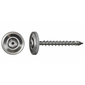 Vite Spax Spengler A2, 4,5x55mm, con testa a lente e rondella di tenuta, adatta per applicazioni esterne.
