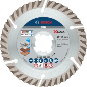 Disco diamantato Bosch X-Lock Standard Universal 115 mm, argento, per smerigliatrici, calcestruzzo, muratura.