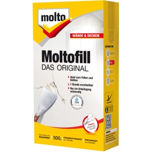 Molto Moltofill Spachtelpulver Innen 500g, zum Ausbessern und Glätten von Wänden und Decken.