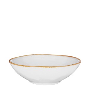 Ciotola Tabo in ceramica bianca (Ø 23,5 cm) di Mica Decorations con bordo marrone.