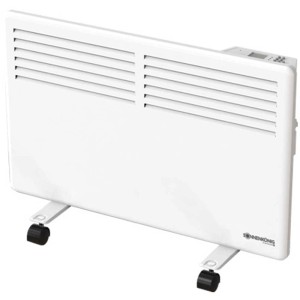 Convecteur blanc Sonnenkönig Slim E 1500, un chauffage électrique avec roulettes.