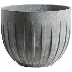 Gartec vaso per piante Round Linea, grigio, Ø 55 cm, altezza 45 cm, in cemento con struttura a coste.