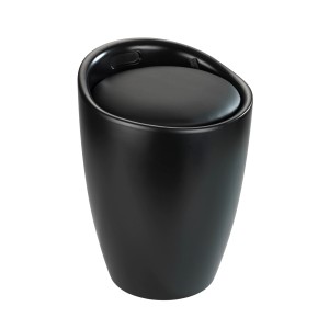 Sgabello Wenko Candy Black Matt con seduta imbottita e sacco per la biancheria.