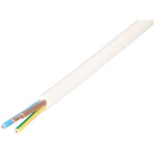 Câble TD blanc H05VV-F, gaine en plastique, 3 x 2,5 mm², longueur 10 m.