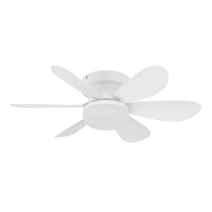 Ventilatore da soffitto a LED Eglo Clovelly bianco, Ø 52 cm, con cinque pale. Ideale per piccoli spazi.