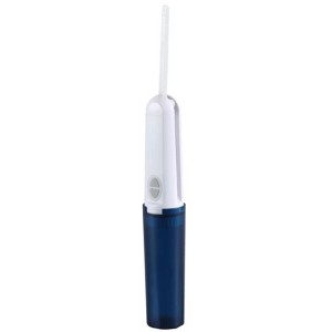 Bidet da viaggio ricaricabile blu e bianco (165 ml) per l'igiene personale in viaggio.